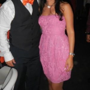 Vintage Mini cocktail dress ⏰pink  lace strapless